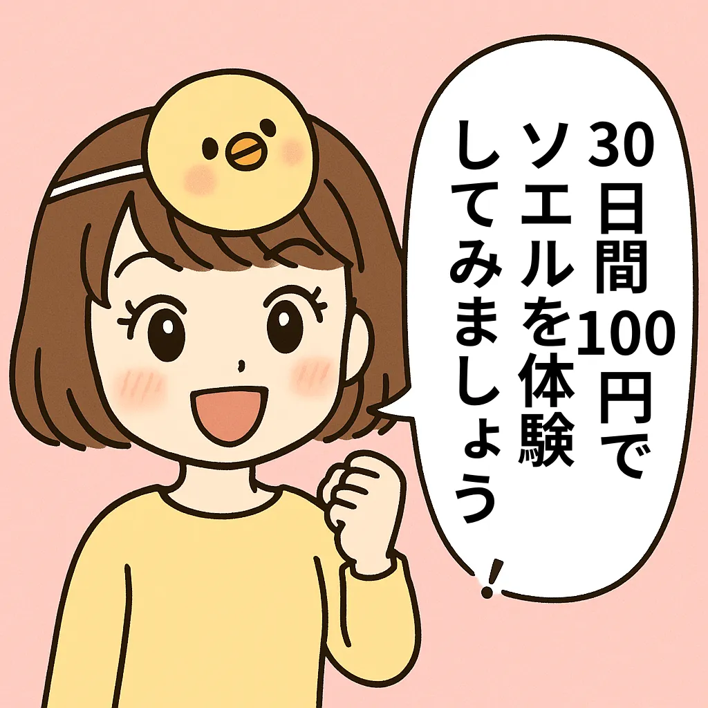 30日間100円でソエルを体験してみましょう！